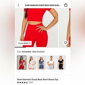 Sleek Seamless Scoop Neck Short-Sleeve Top - Heated Red